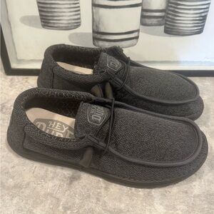 Hey Dude Wally Sox Micro Casual Shoes, Size 10 - Black/Charcoal